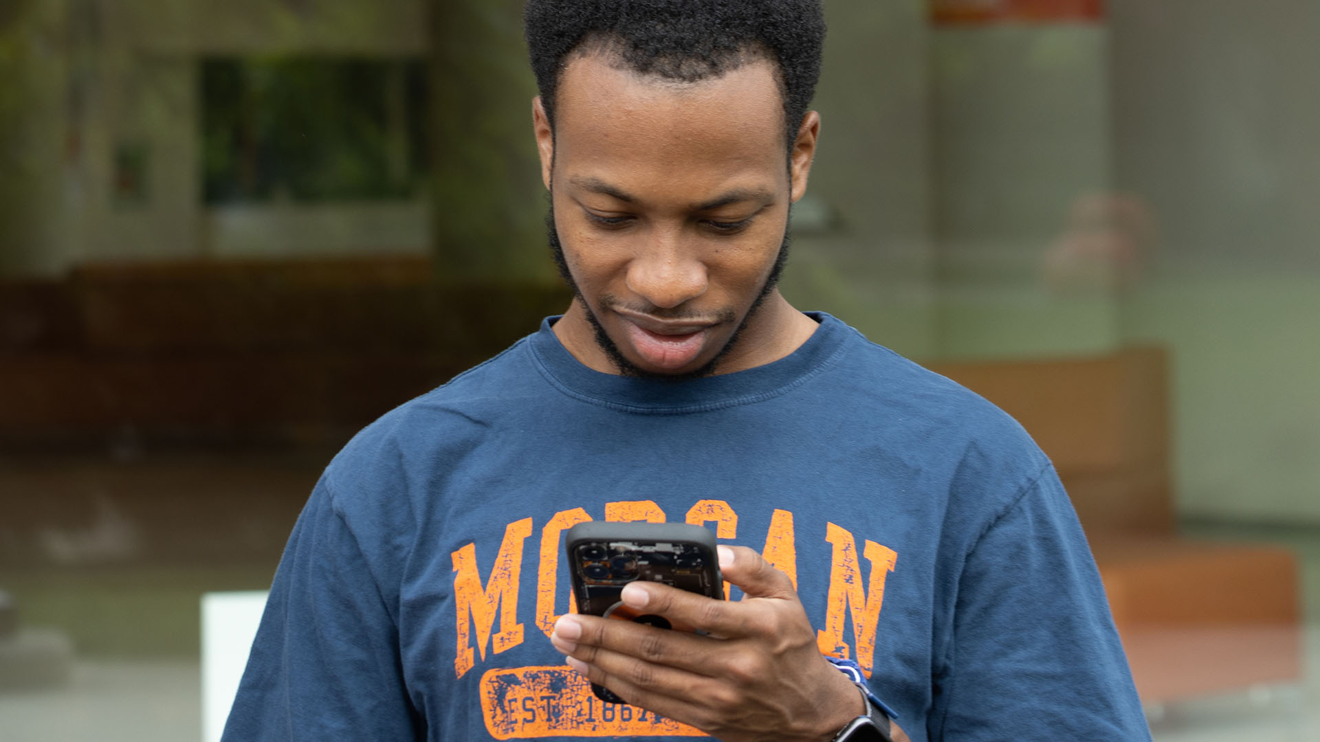 student on smartphone