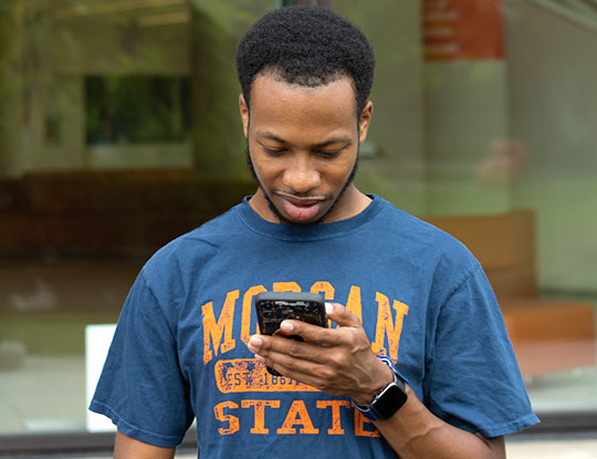 student on smartphone