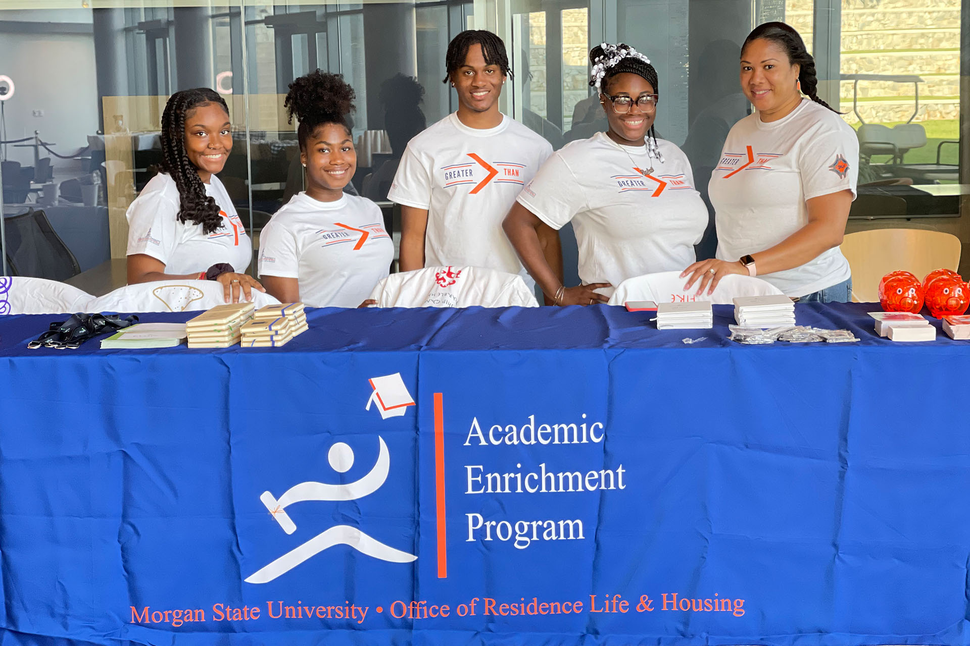 smiling male and female students