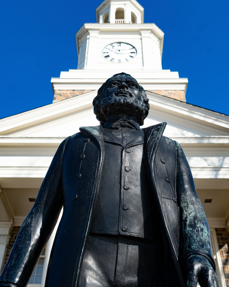 Douglas statue in front of Holmes Hall