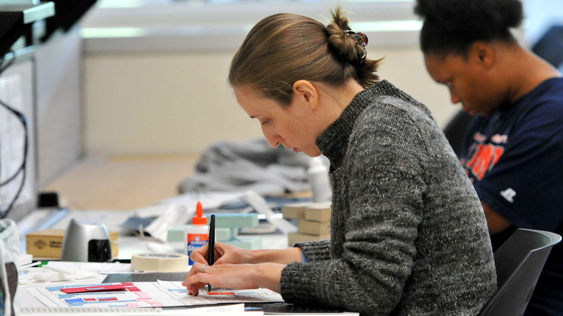 two female students working on projects