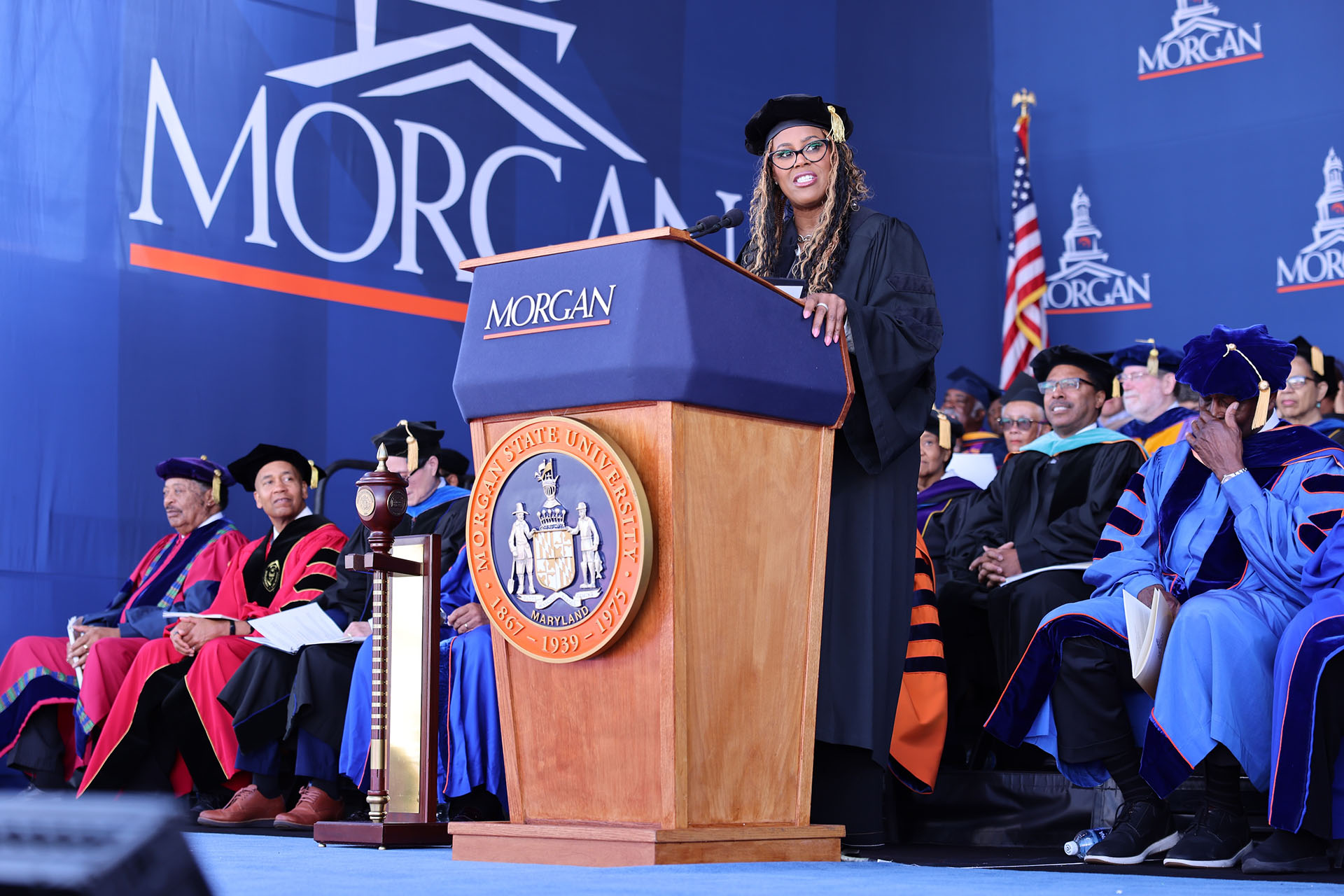 Thasunda Brown Duckett, president and chief executive officer of the Fortune 100 financial services company TIAA, delivered the keynote and was awarded a Doctor of Laws at the 148th Spring Commencement at Morgan State University.