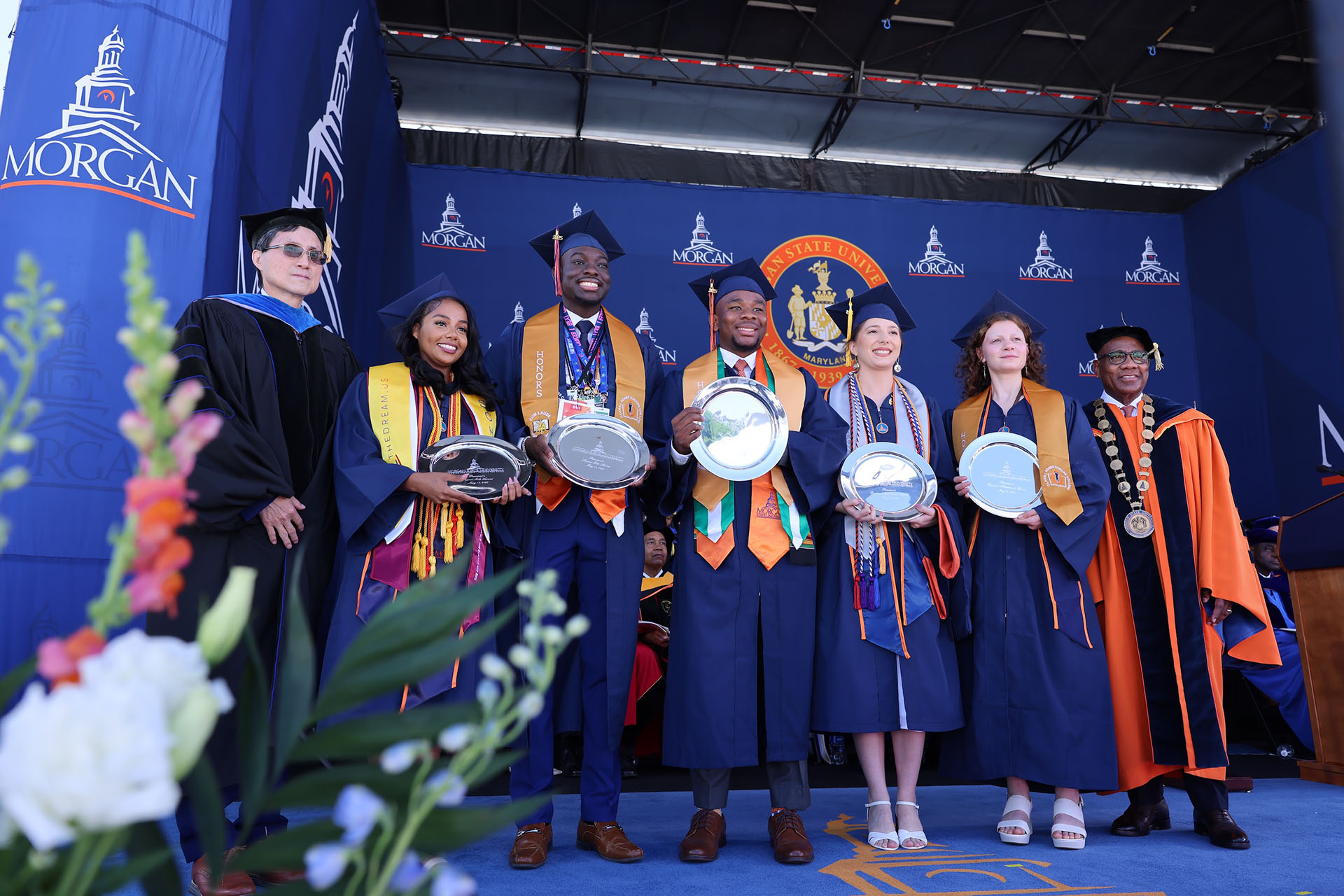 Morgan graduates and recipients of the Presidential Awards for outstanding leadership and participation in student affairs.