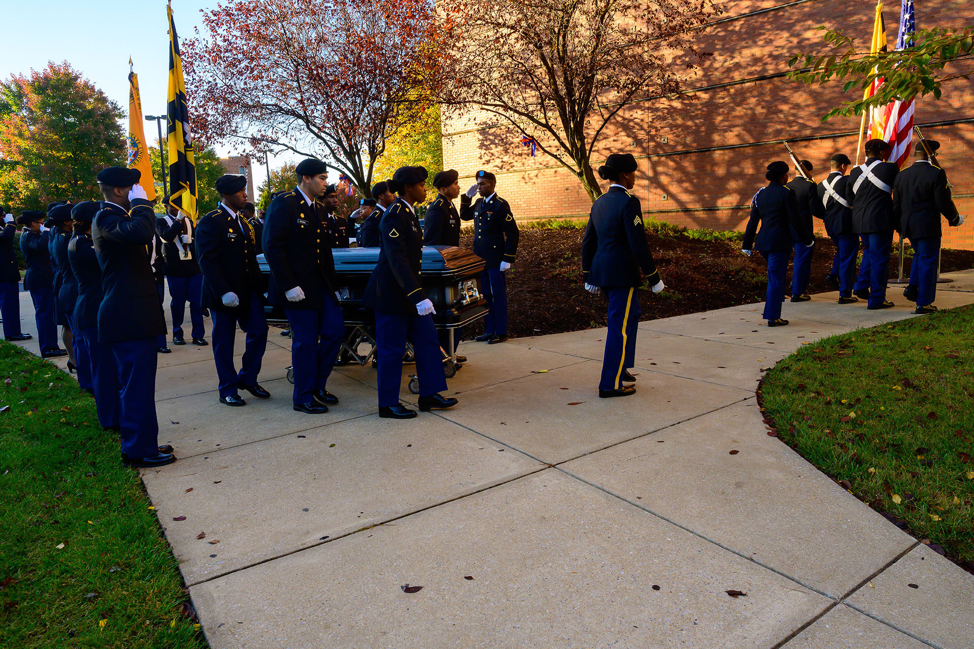 Morgan ROTC students carry Rep. Cummings' casket