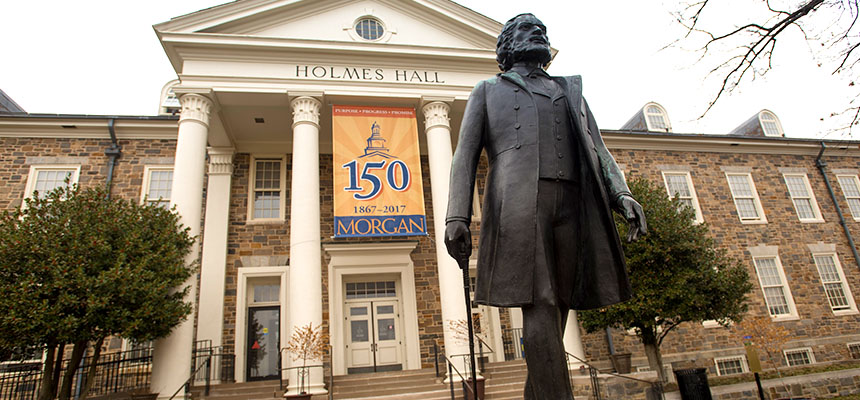 Holmes Hall and Frederick Douglas statue