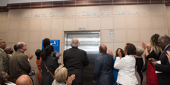 group of people at college of liberal arts naming ceremony