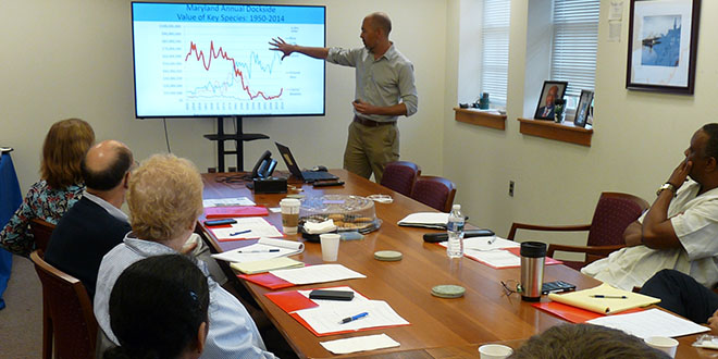 presenter at a screen