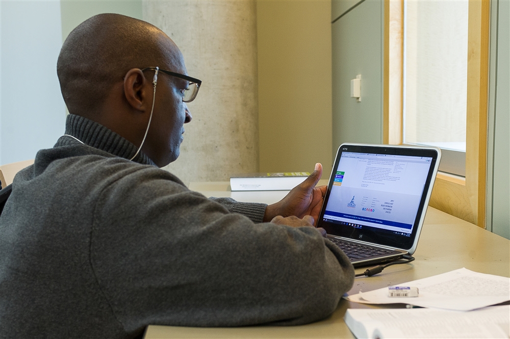 Adult student on laptop