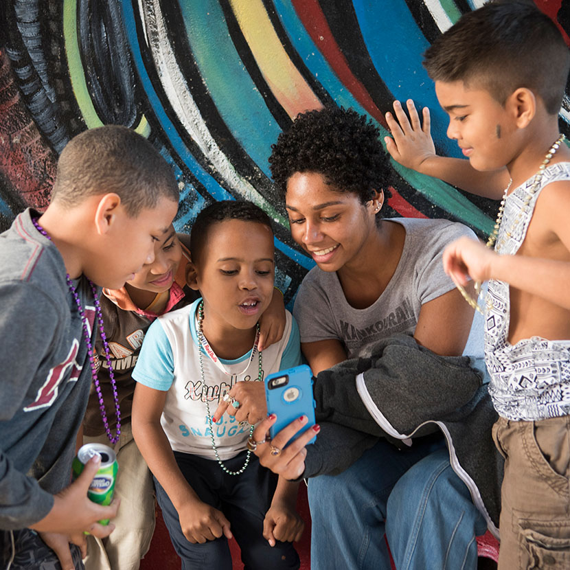 international kids with Morgan student